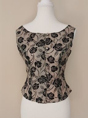 Vintage Vega Miss Y2K Flocked Semi-Sheer Sleeveless Top/Vest Size Small